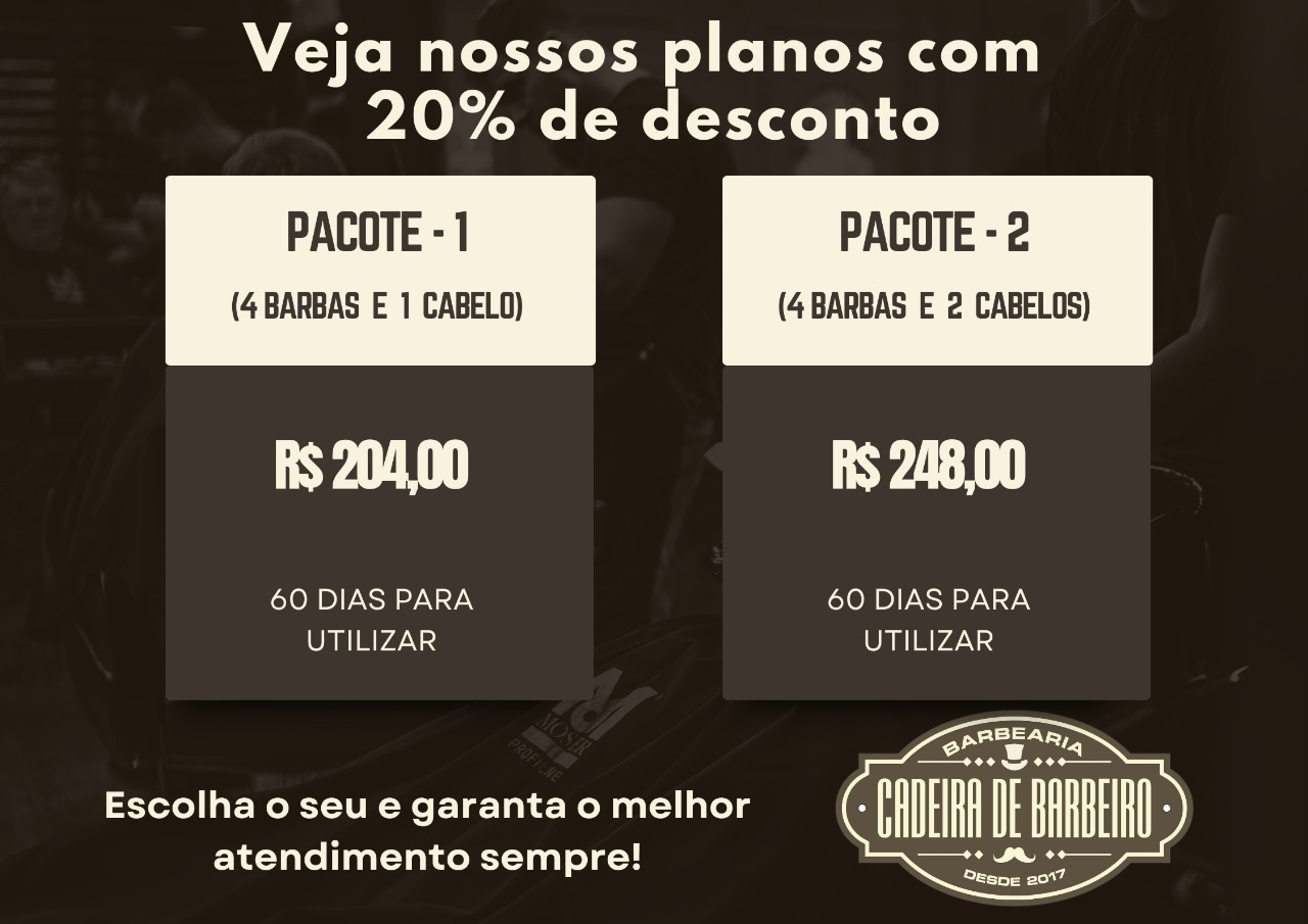 Pacotes promocionais da Cadeira de Barbeiro em Campinas